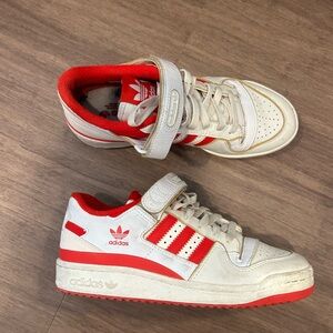 Red Adidas Low Forum Sneakers
